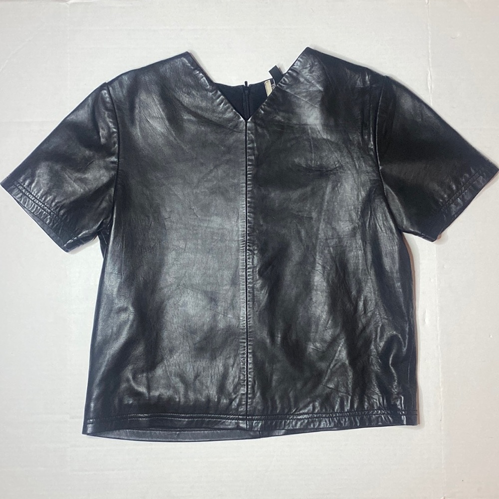 Topshop Faux Leather Top - US 4